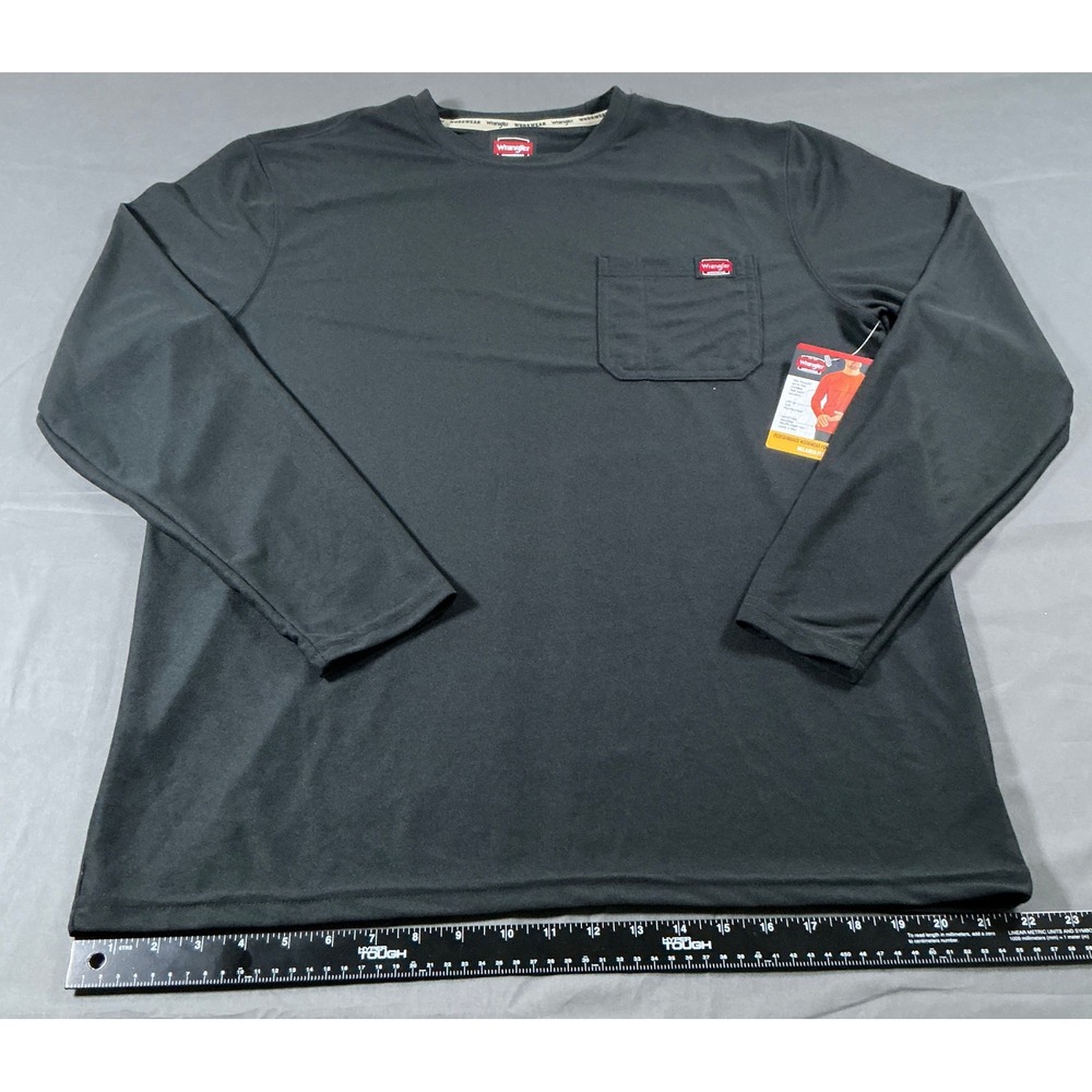 Wrangler Workwear Mens Black Performance LS Pen Pocket Tee Relaxed Fit L WW55145 - Picture 2 of 12